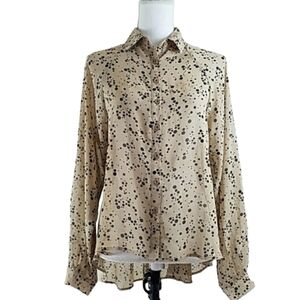 In Style~Size M~Beige/Black Polka/Dot Blouse NWT.